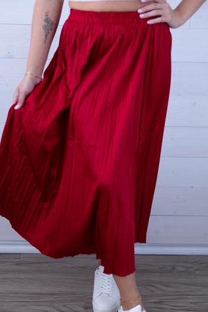Red Towne Pleated Skirt