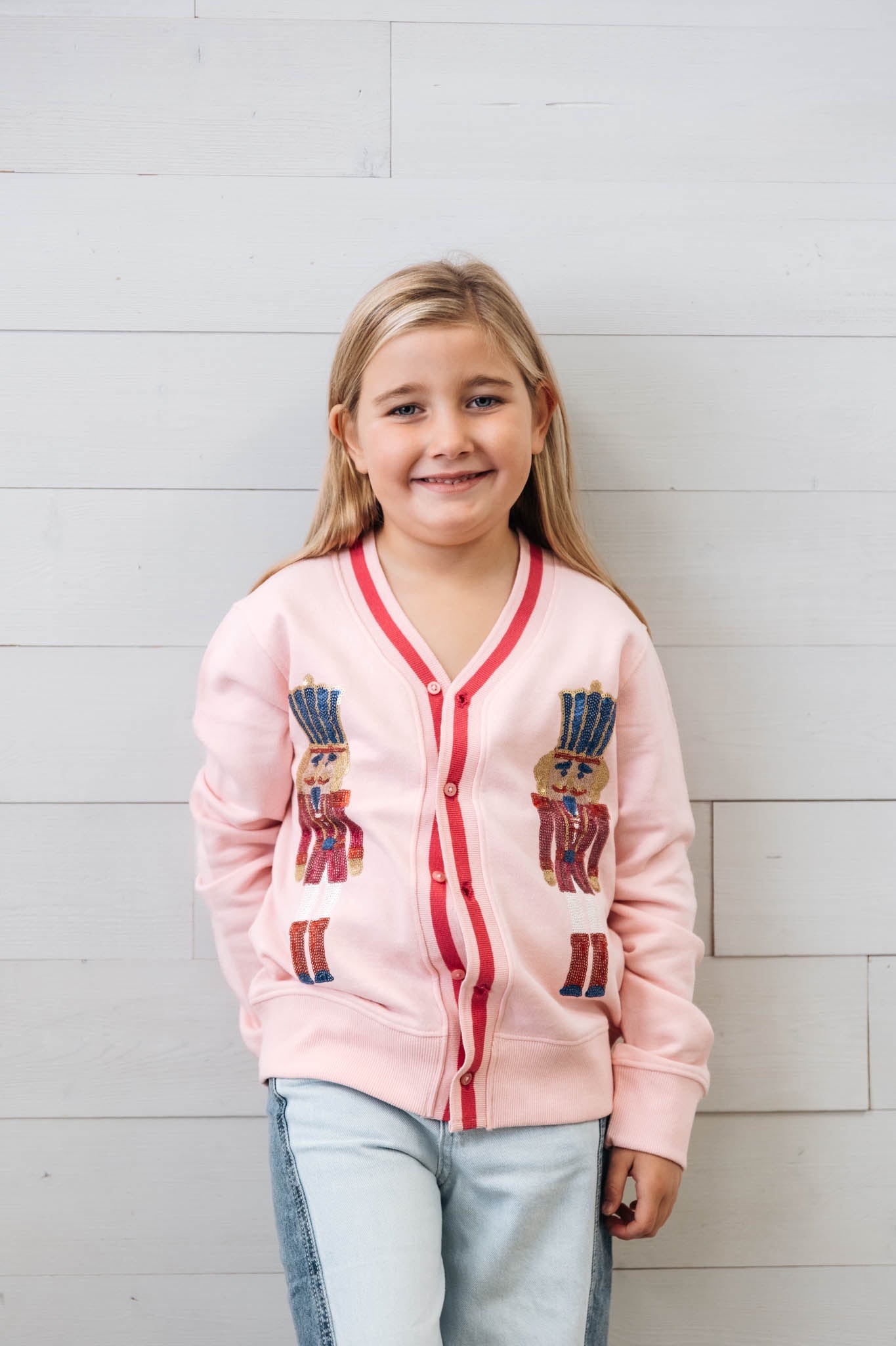 Sequin Nutcracker Cardigan Light Pink
