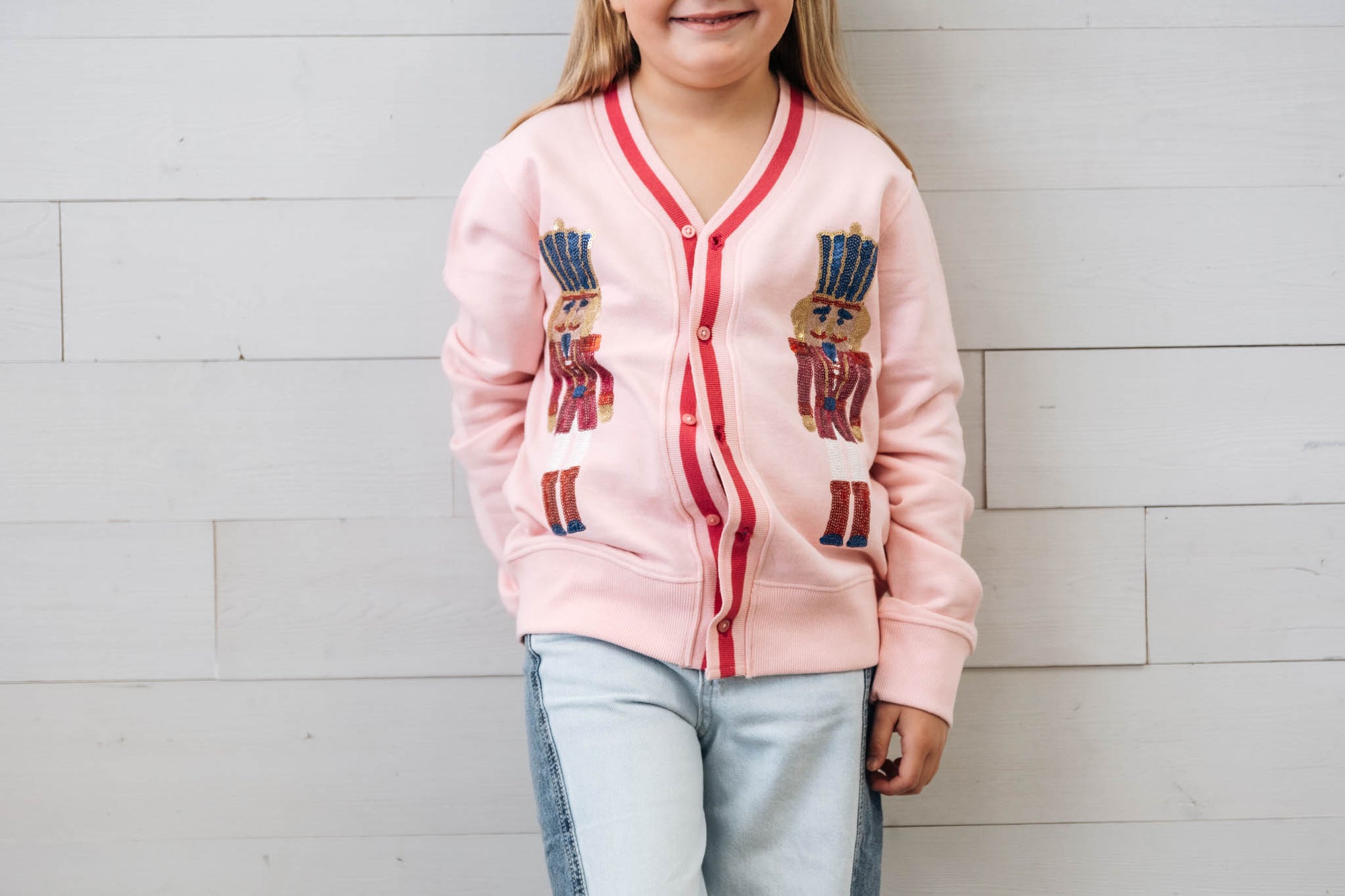 Sequin Nutcracker Cardigan Light Pink