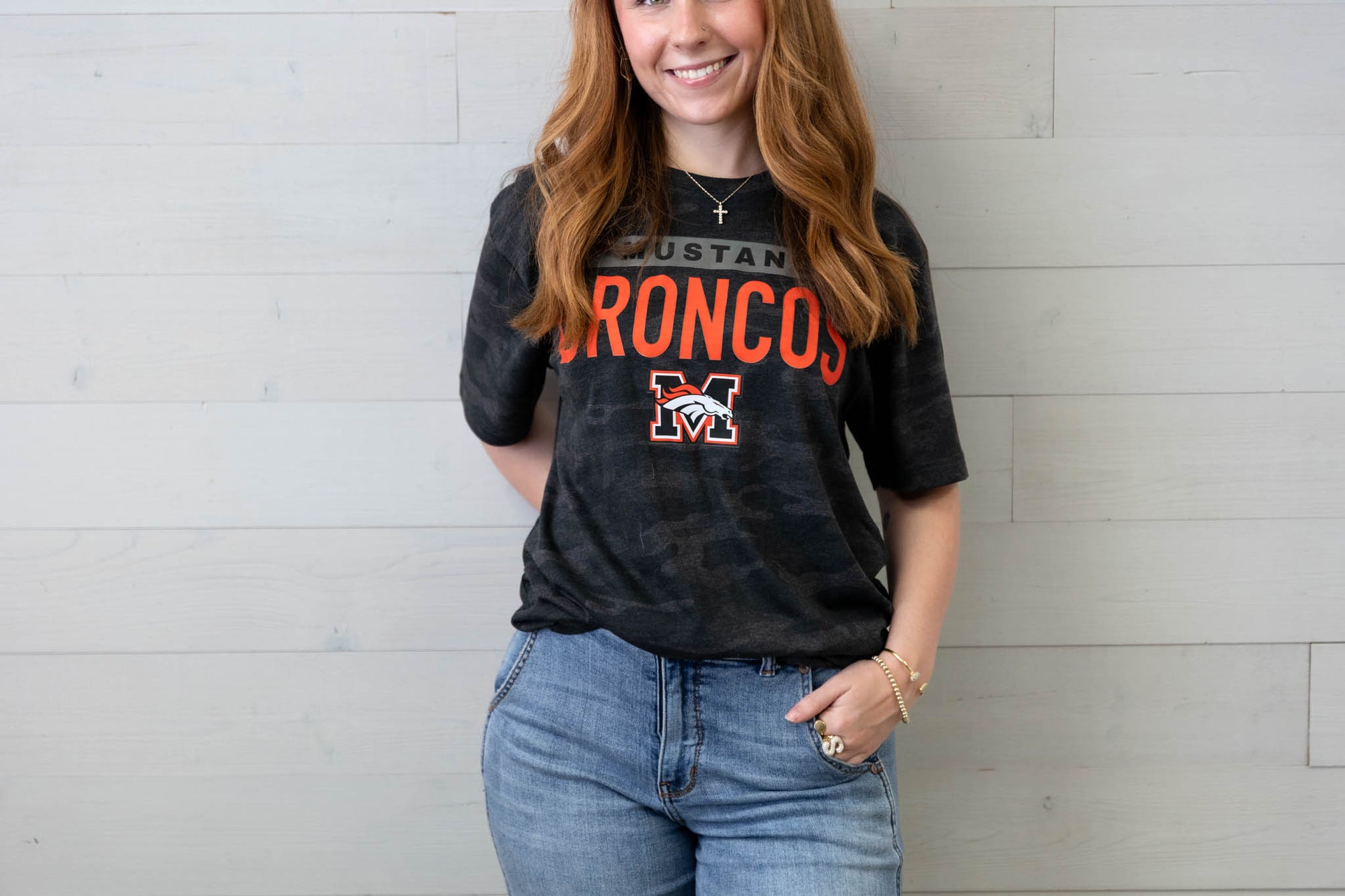 Mustang Broncos Camo Black Graphic Tee