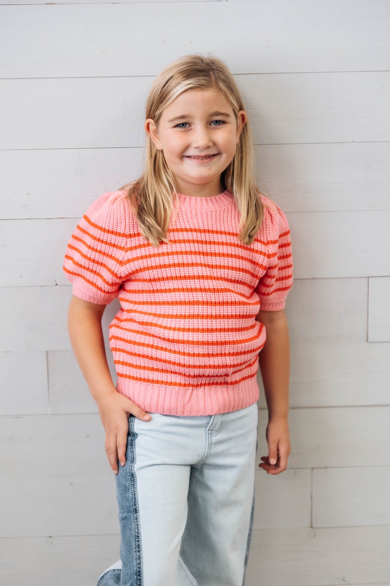 Girls Pink and Red SS Sweater