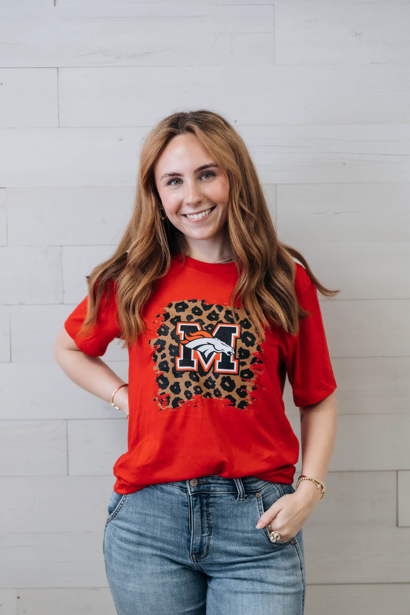 Leopard Mustang Red Graphic Tee