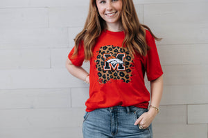 Leopard Mustang Red Graphic Tee