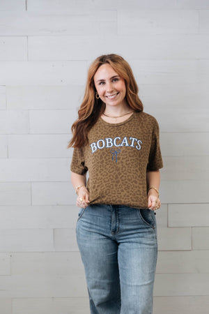 Leopard Bobcats with Bow Graphic Tee