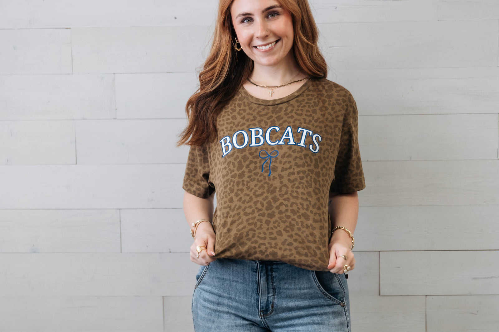 Leopard Bobcats with Bow Graphic Tee