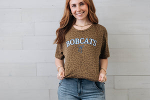 Leopard Bobcats with Bow Graphic Tee