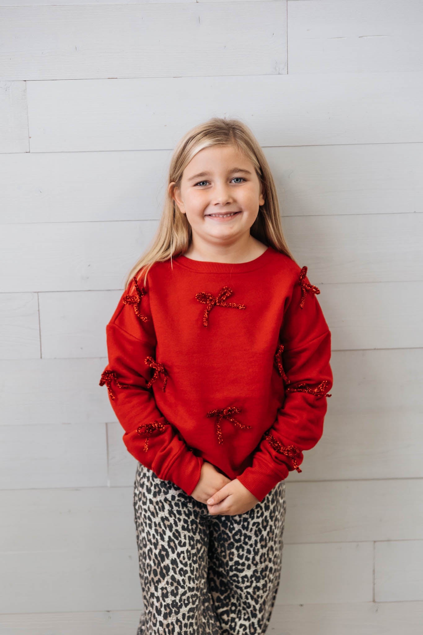Bow Applique Sweatshirt Barbados Cherry