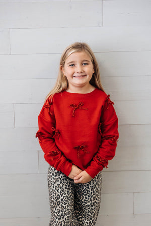 Bow Applique Sweatshirt Barbados Cherry