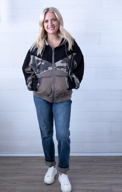 POL Camo Print Hooded Jacket