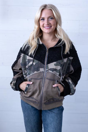 POL Camo Print Hooded Jacket
