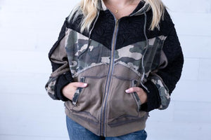 POL Camo Print Hooded Jacket