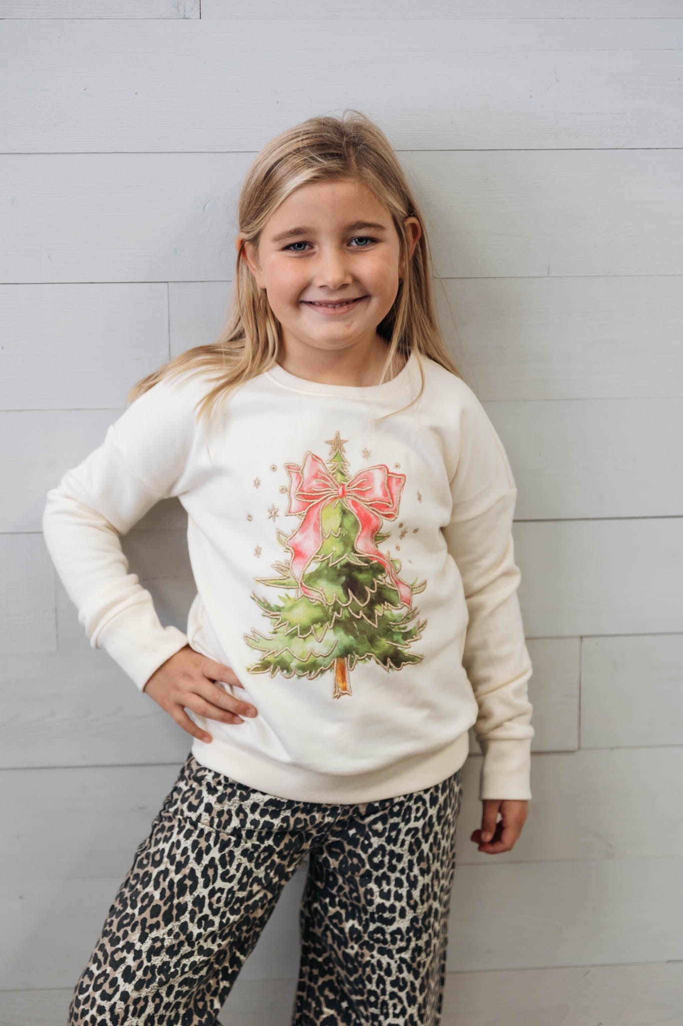 Coquette Christmas Tree Sweatshirt Gardenia