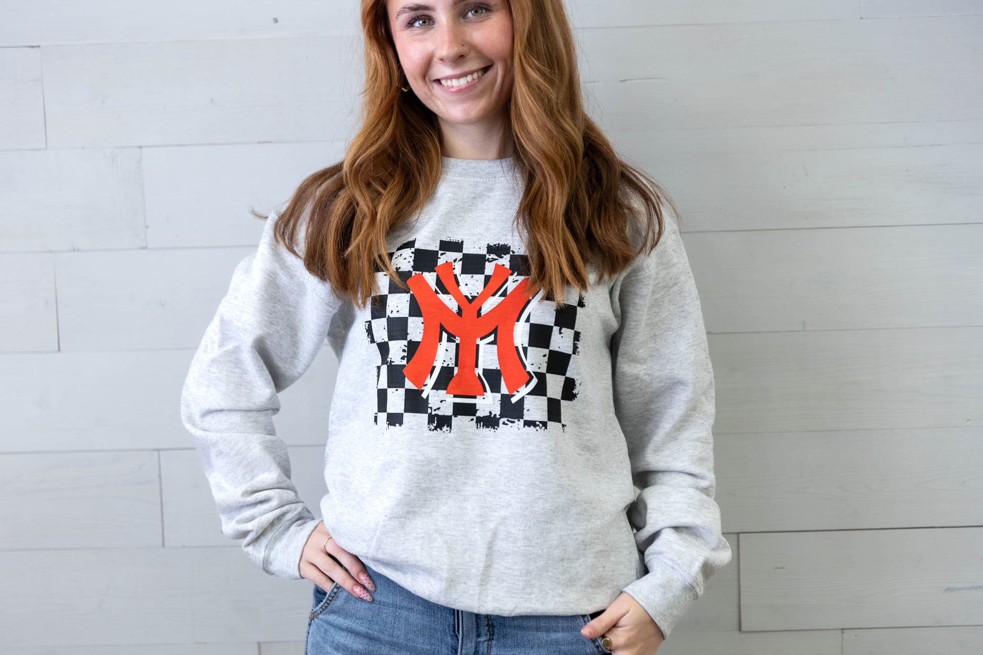 Checkered Yukon Miller Ash Grey Sweatshirt