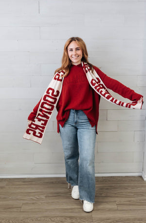 Gameday Sooners Red & White Scarf