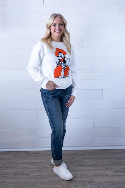 Gameday Social Oklahoma State Mascot Chenille Crew Sweatshirt