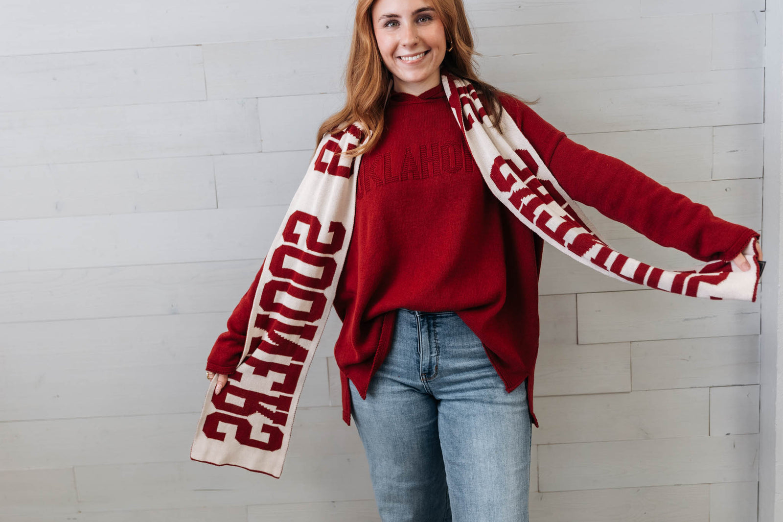 Gameday Sooners Red & White Scarf