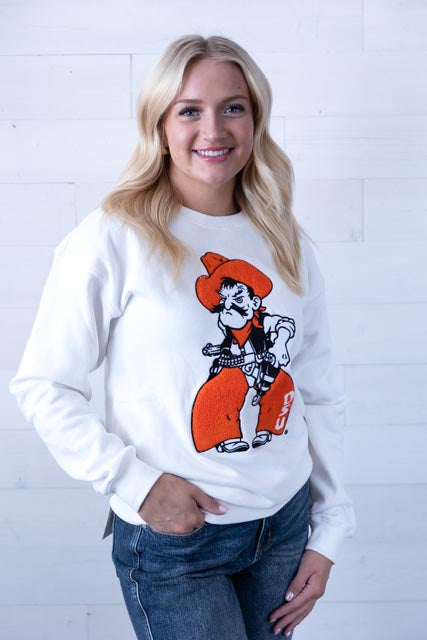 Gameday Social Oklahoma State Mascot Chenille Crew Sweatshirt