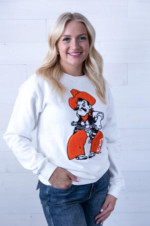 Gameday Social Oklahoma State Mascot Chenille Crew Sweatshirt