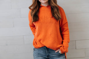 Embossed Jacquard Hoodie Sweater Orange