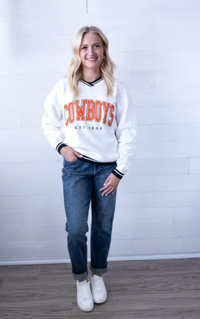 Gameday Social Oklahoma State Allen Chenille V-Neck Top