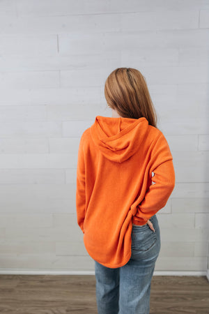 Embossed Jacquard Hoodie Sweater Orange