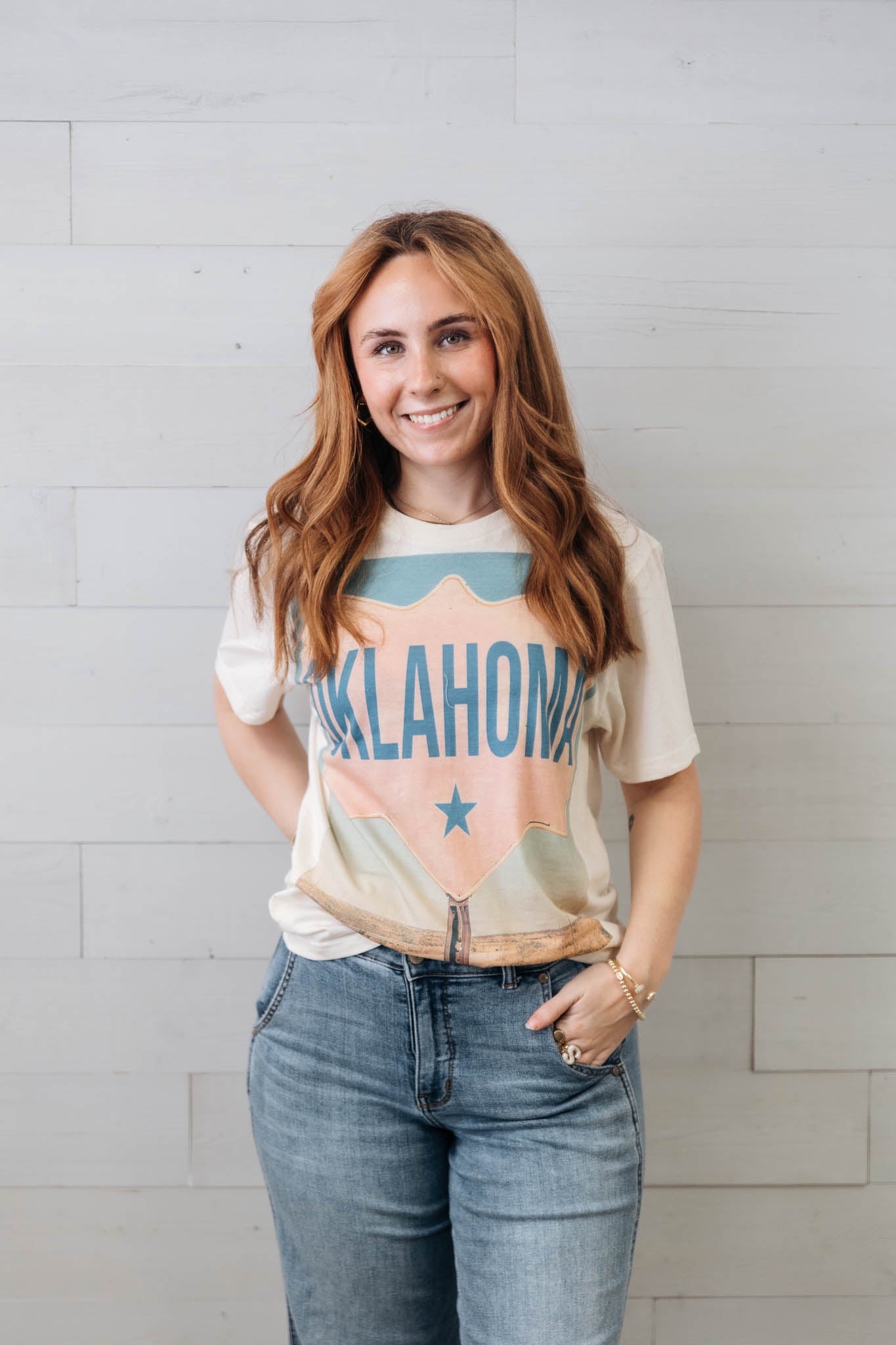 Oklahoma Road Sign Graphic Tee Ivory