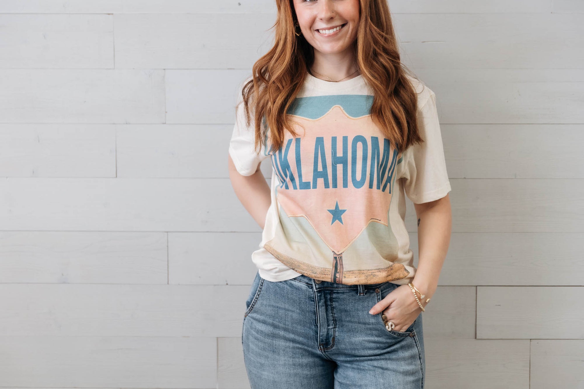 Oklahoma Road Sign Graphic Tee Ivory