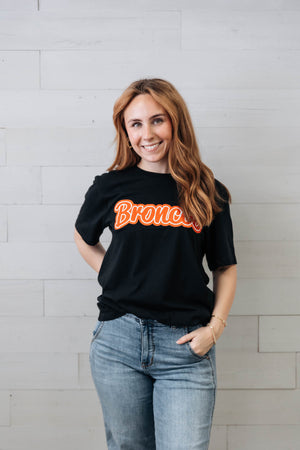 Mustang Red Broncos Black Graphic Tee