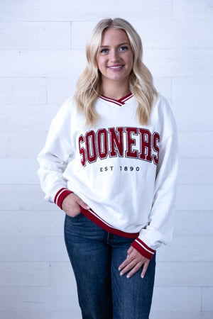 Gameday Social Oklahoma Allen Chenille V-Neck Top