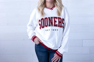 Gameday Social Oklahoma Allen Chenille V-Neck Top