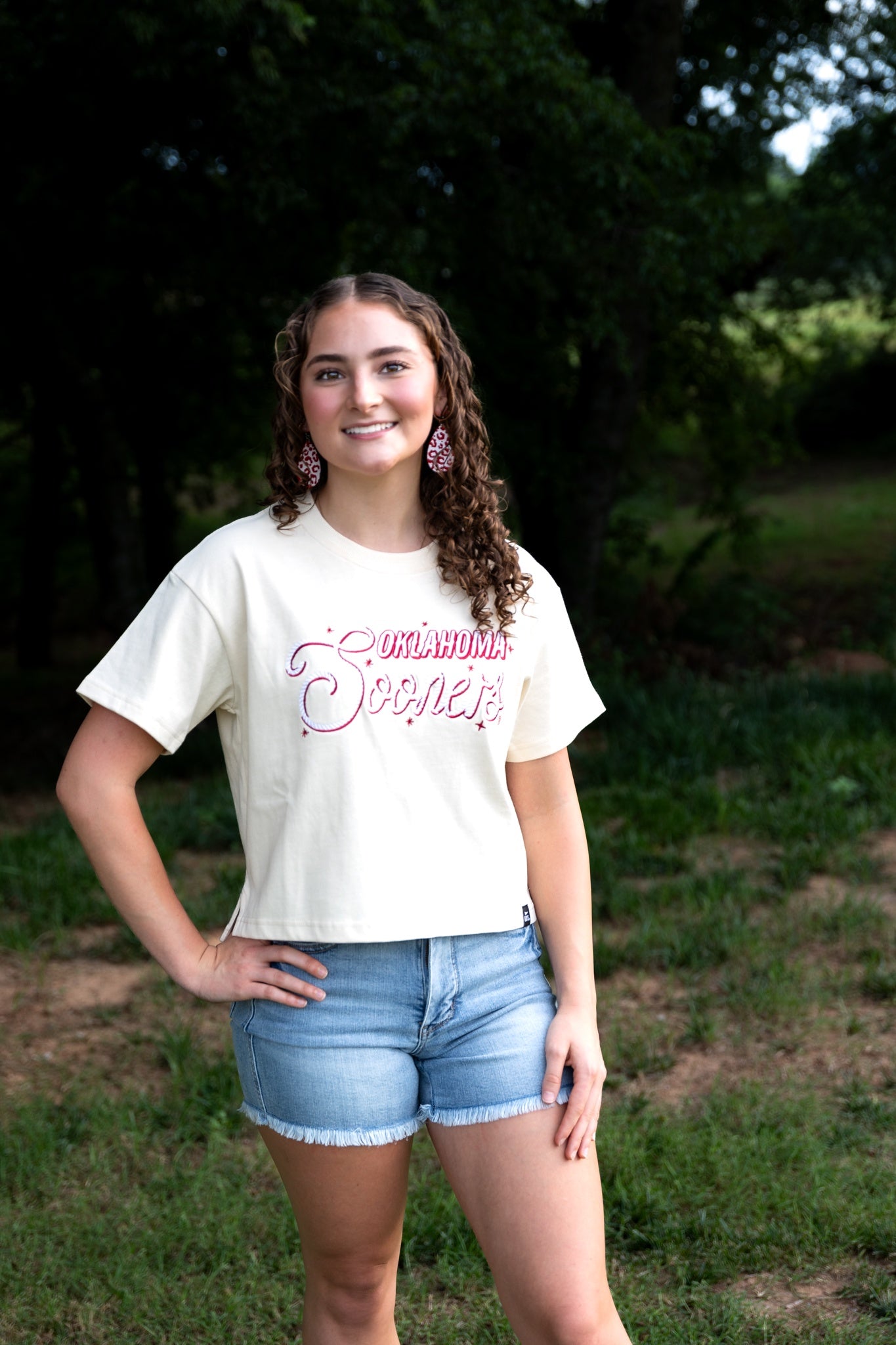 gameday SOCIAL OU Lasso Luxe HW Crop Tee