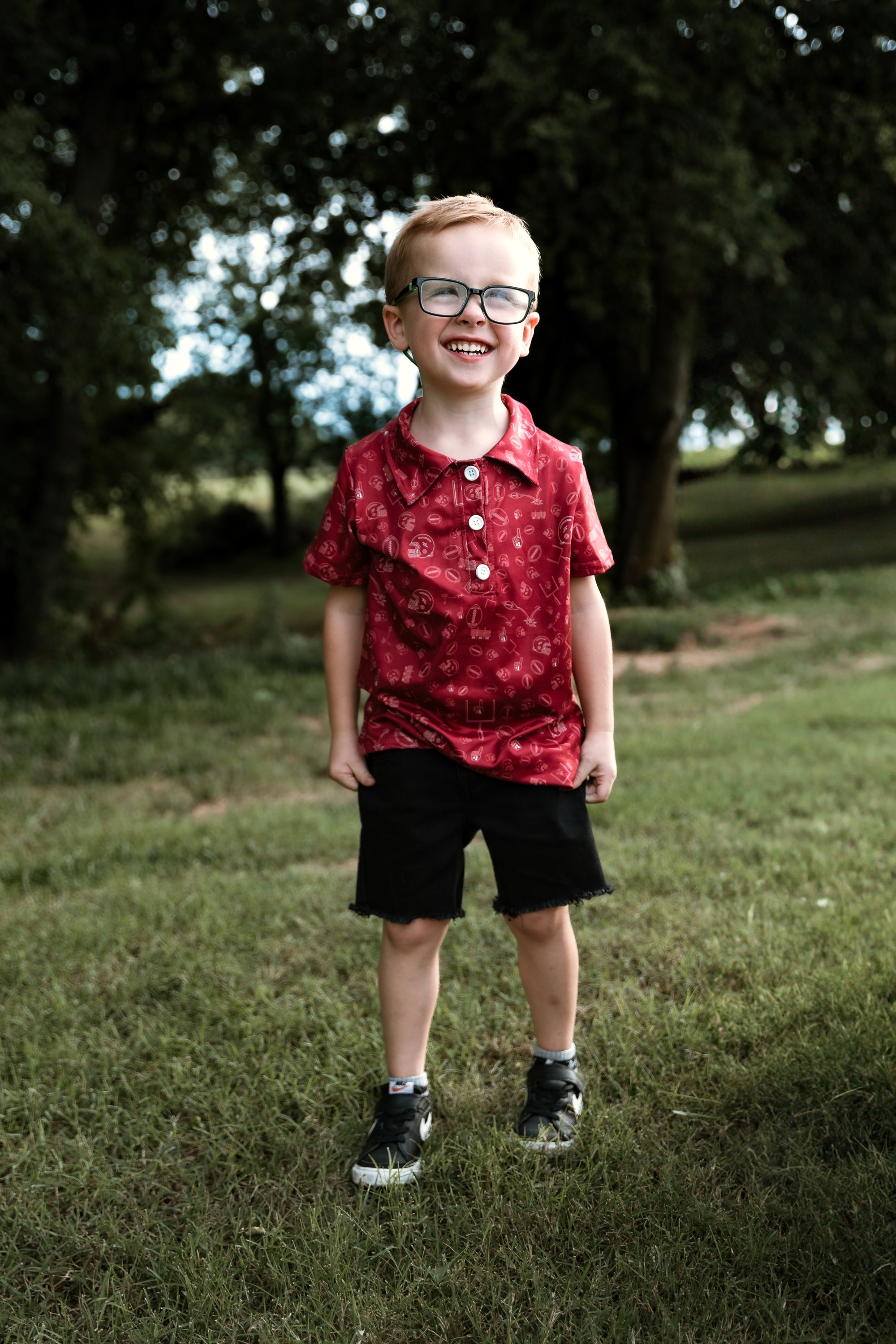 Boy Field Goal Collar Shirt Crimson