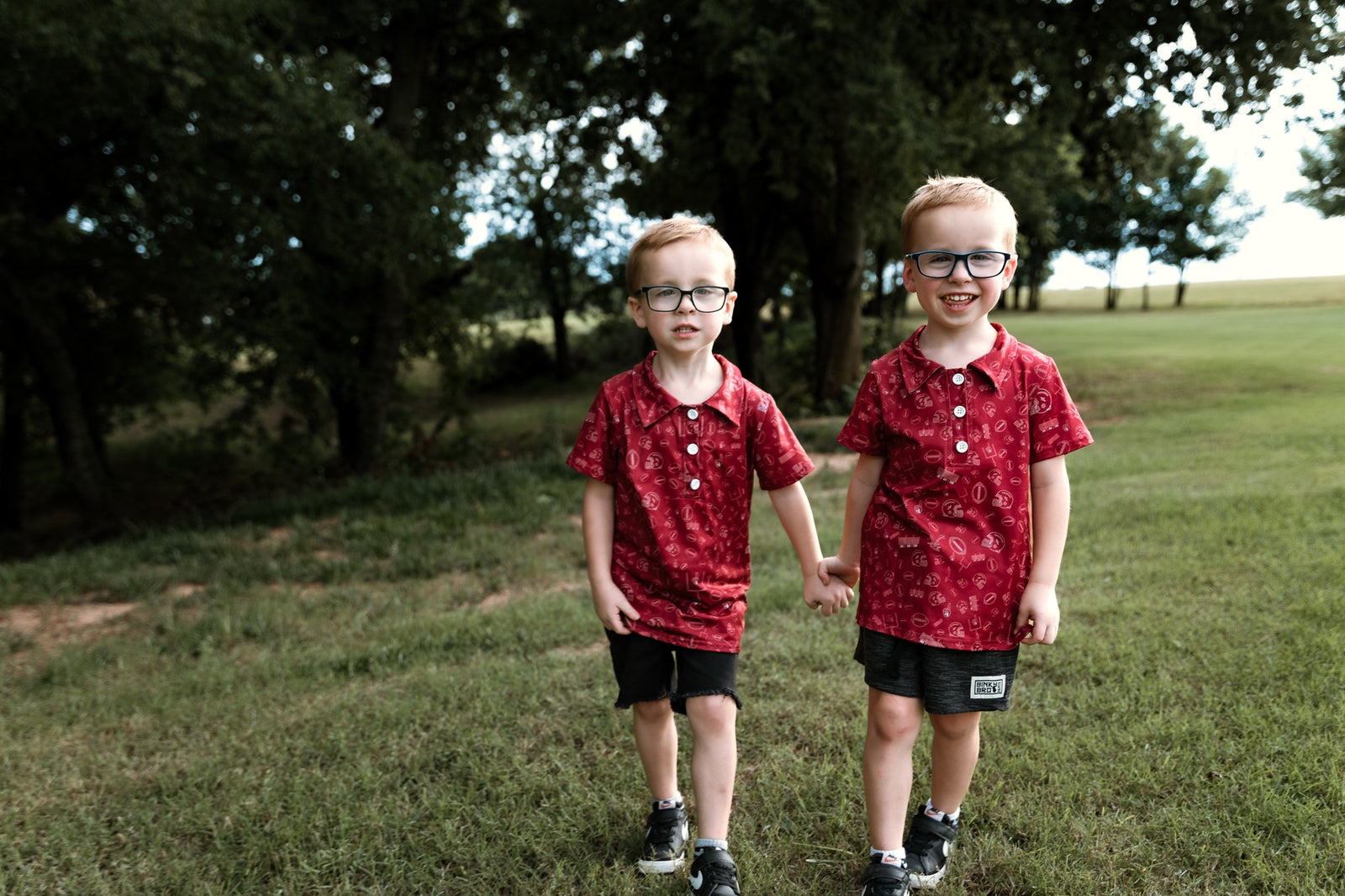 Boy Field Goal Collar Shirt Crimson