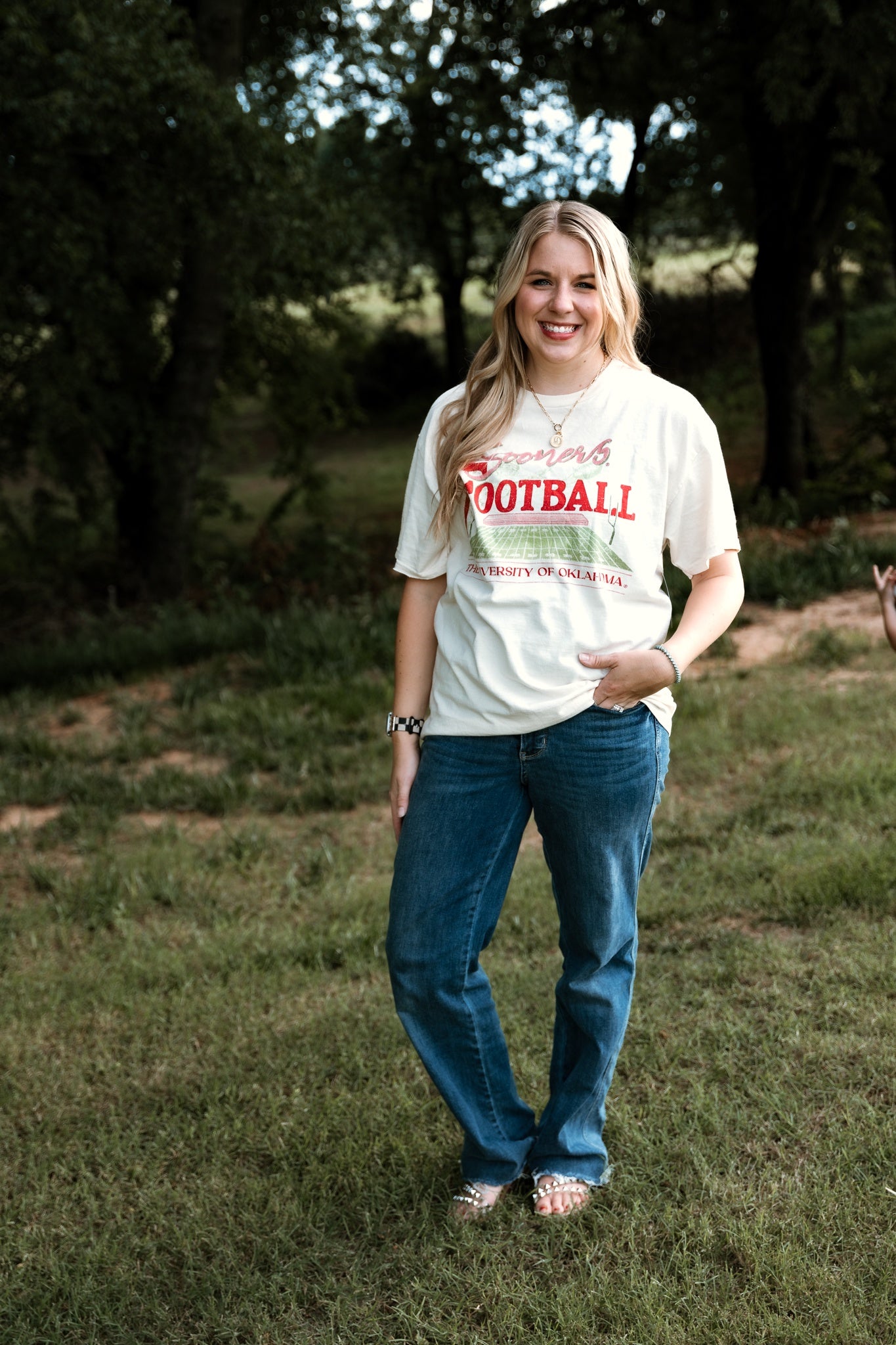 OU Football Field Thrifted Tee Ivory