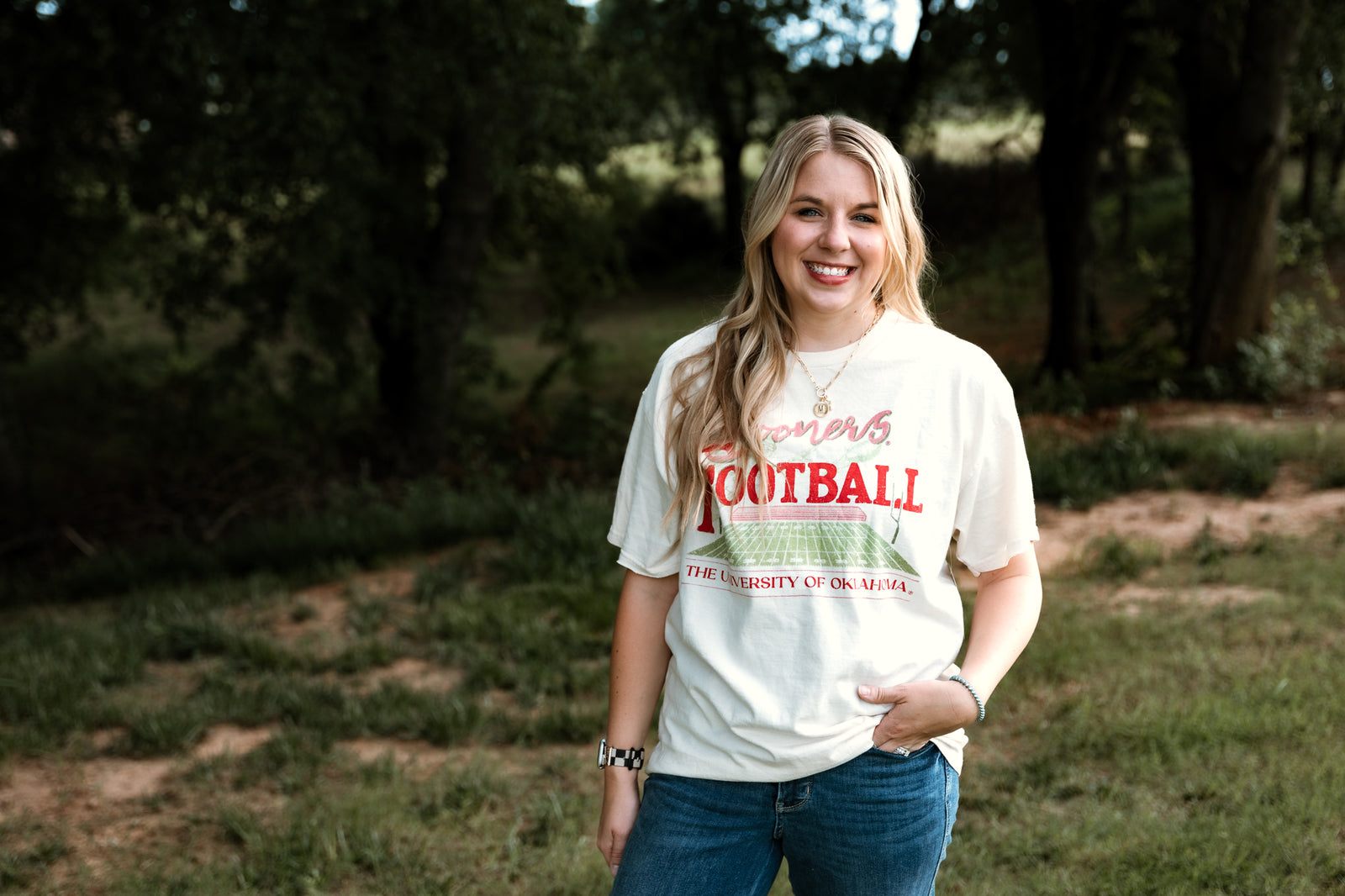 OU Football Field Thrifted Tee Ivory