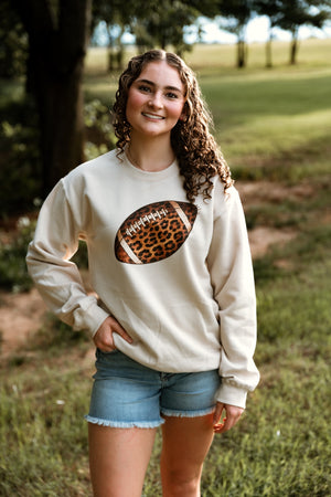 Leopard Football Sweatshirt Sand