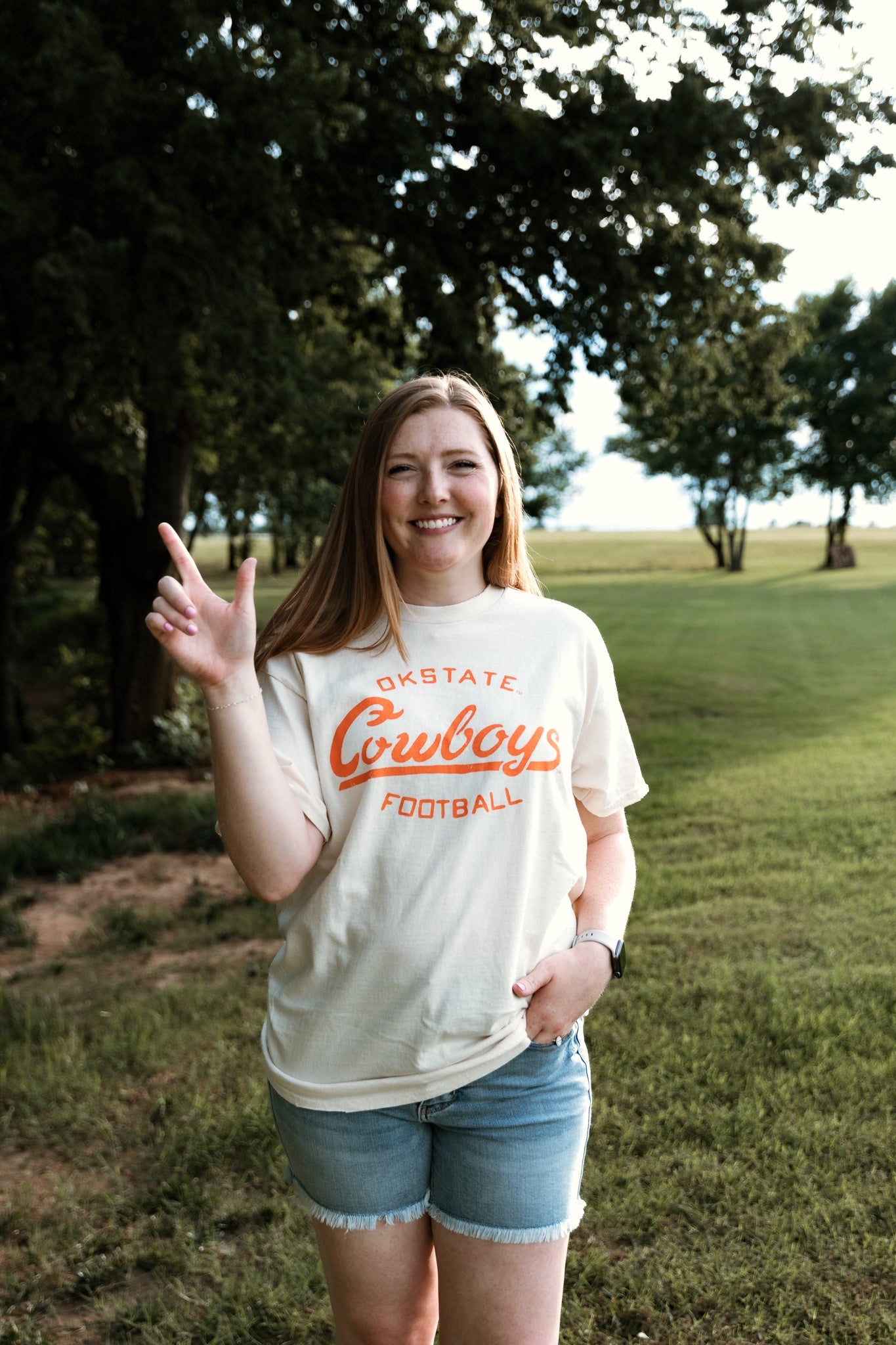 OSU Football Stencil Thrifted Tee Ivory