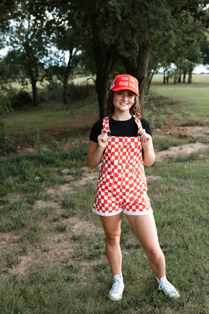 Gameday Checkered Jumpsuit Red and White