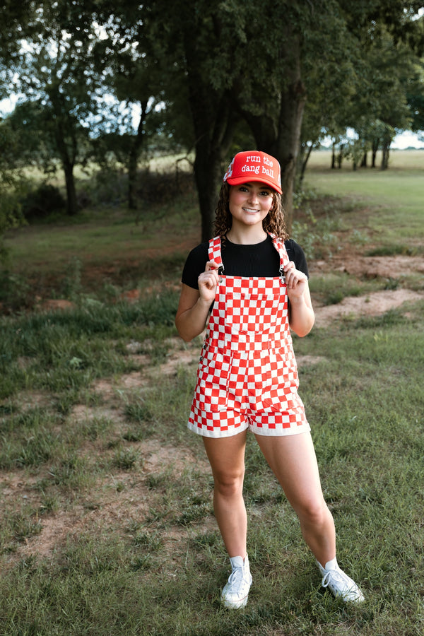 Gameday Checkered Jumpsuit Red and White - The Burlap Buffalo
