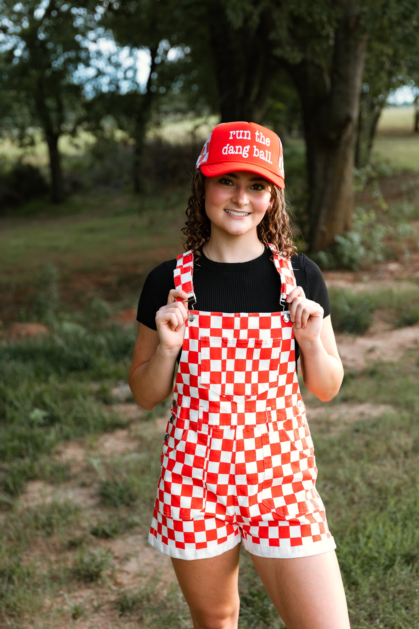 Gameday Checkered Jumpsuit Red and White