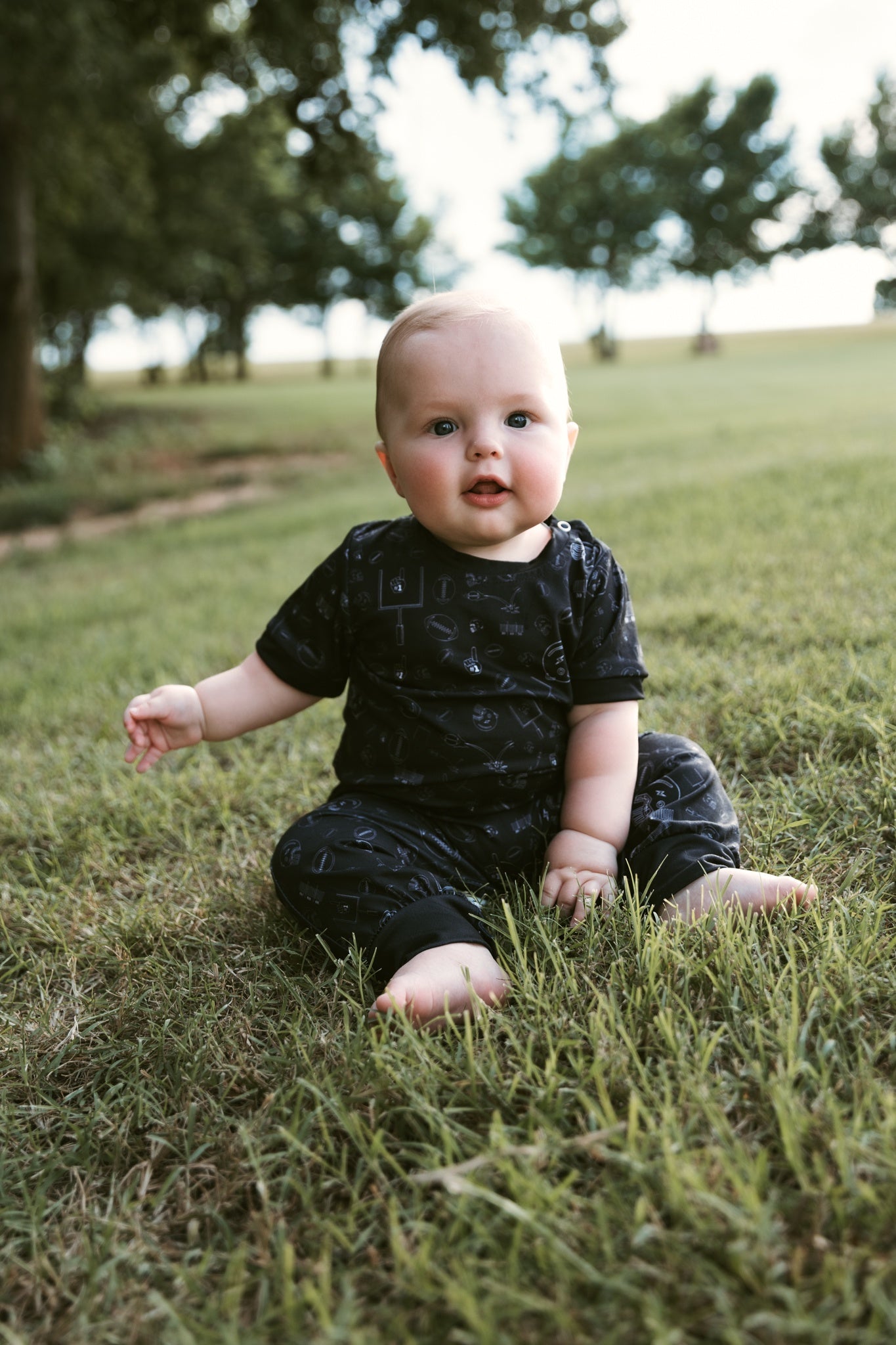 Football Romper SS-Black