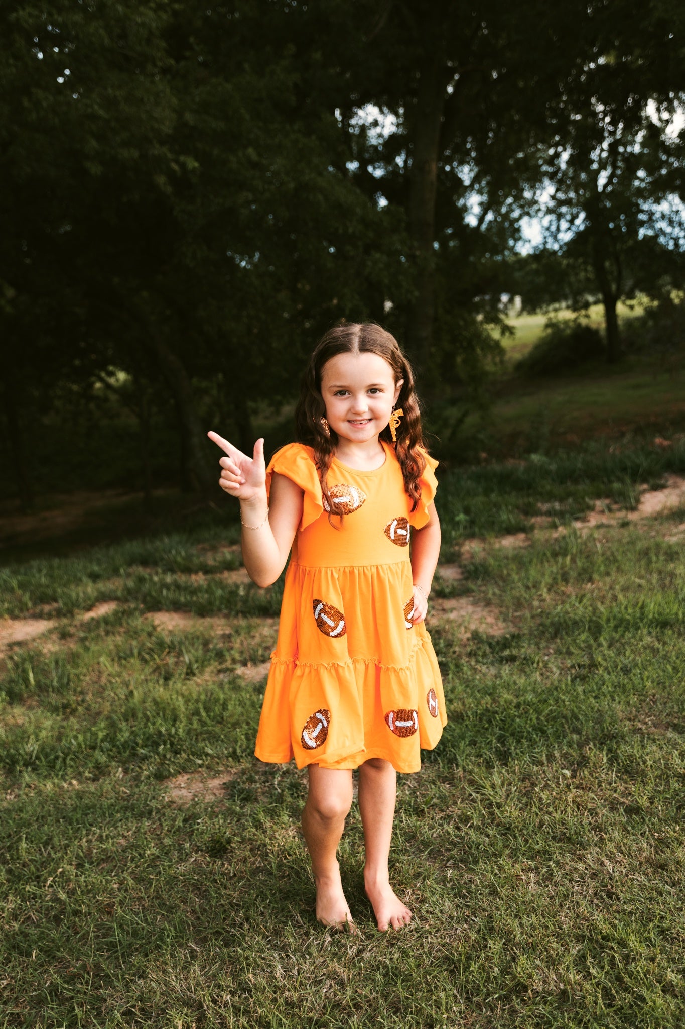 Girls Sequin Football Dress Orange