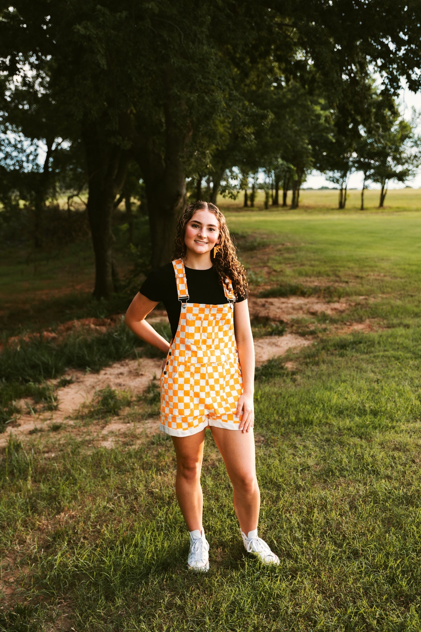Gameday Checkered Jumpsuit Orange and White