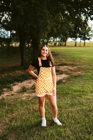 Gameday Checkered Jumpsuit Orange and White