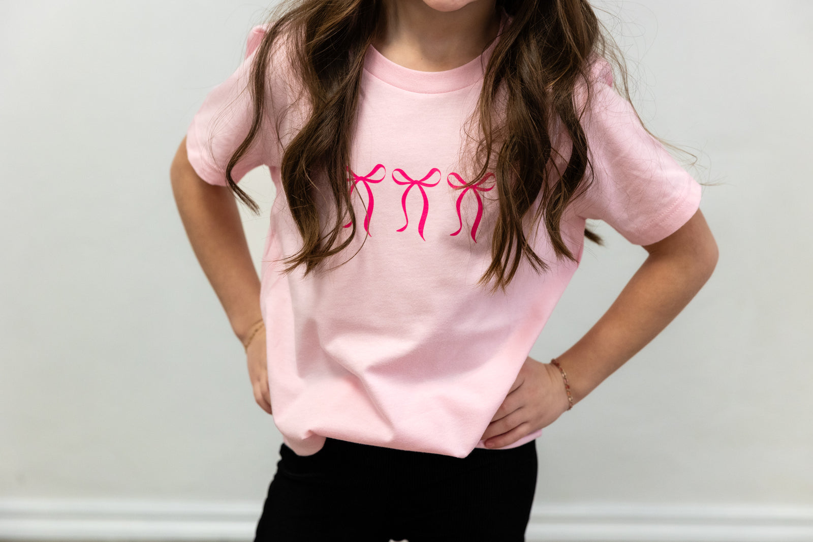 Youth Pink Bows Graphic Tee Pink