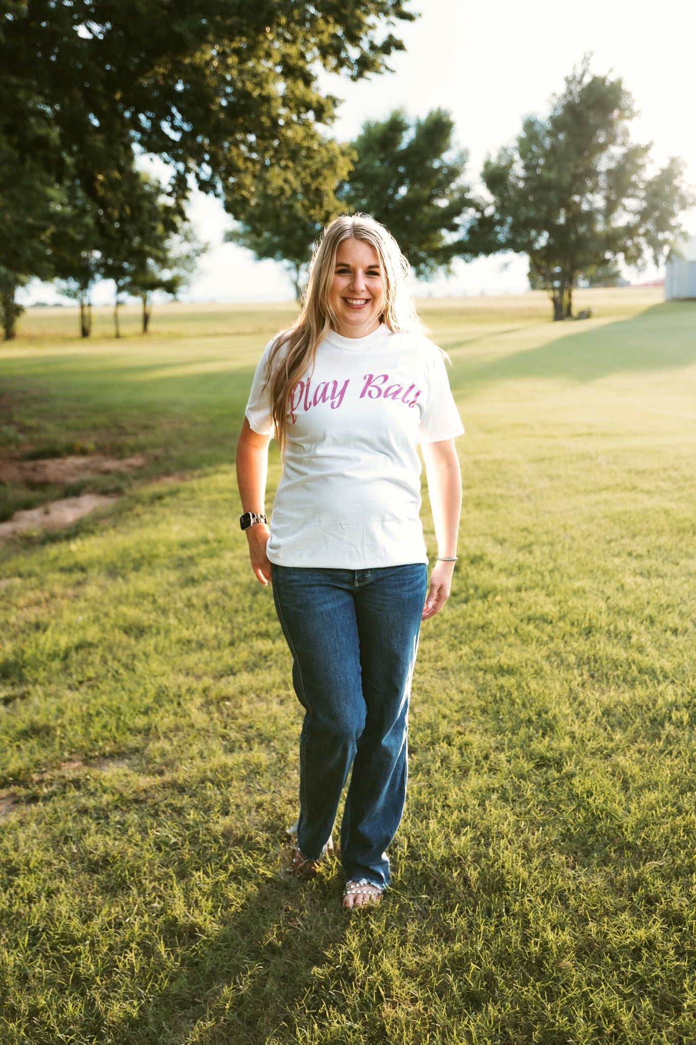 Play Ball Baseball Memorabilia Graphic Tee White