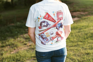 Play Ball Baseball Memorabilia Graphic Tee White