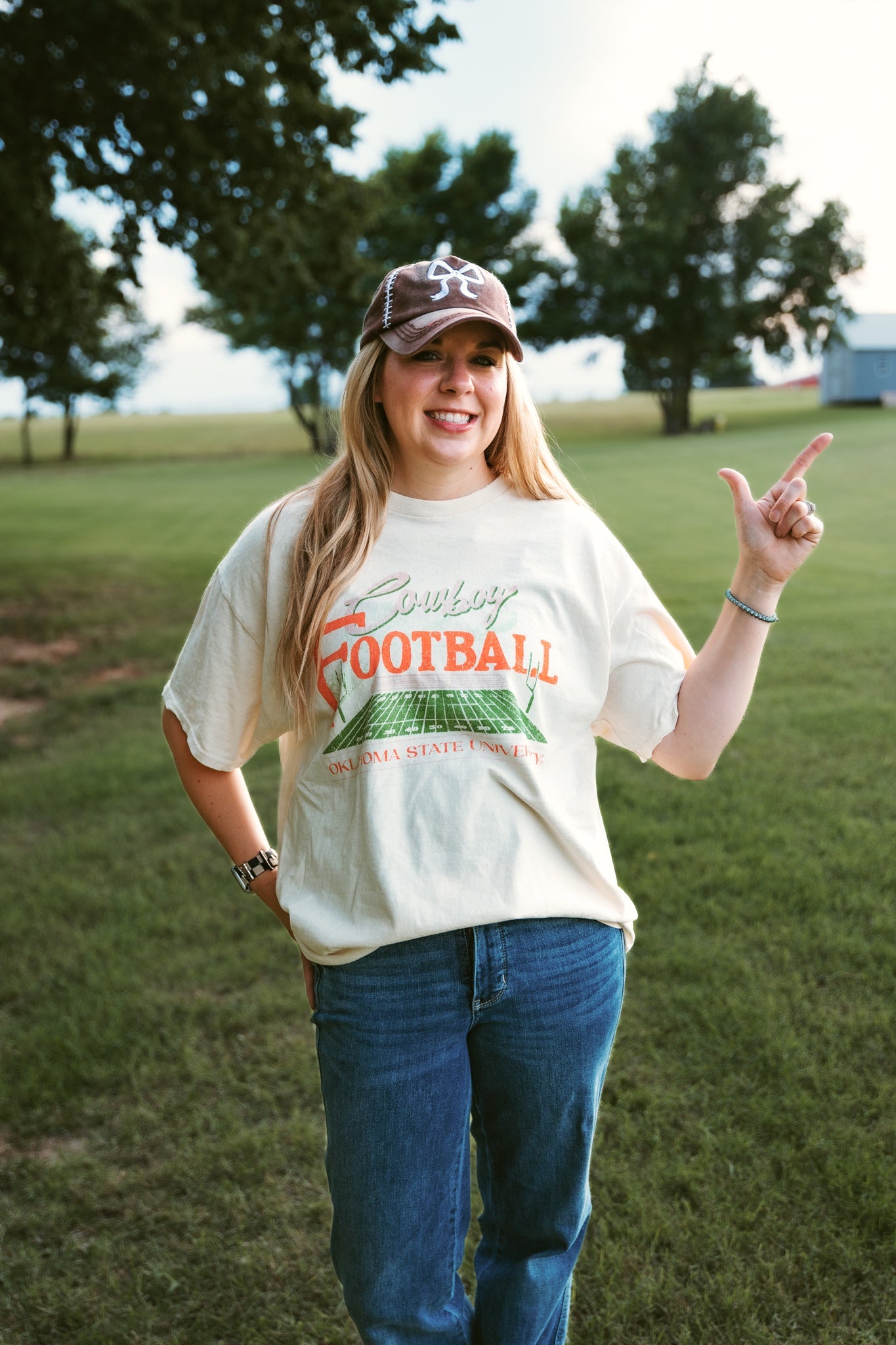 OSU Football Field Thrifted Tee Ivory