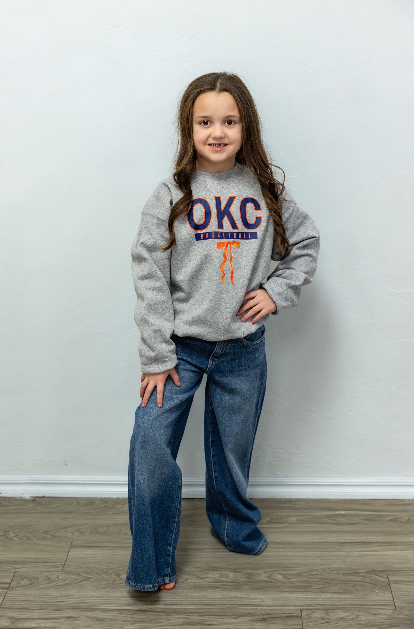 Kids Grey Thunder OKC Basketball Sweatshirt