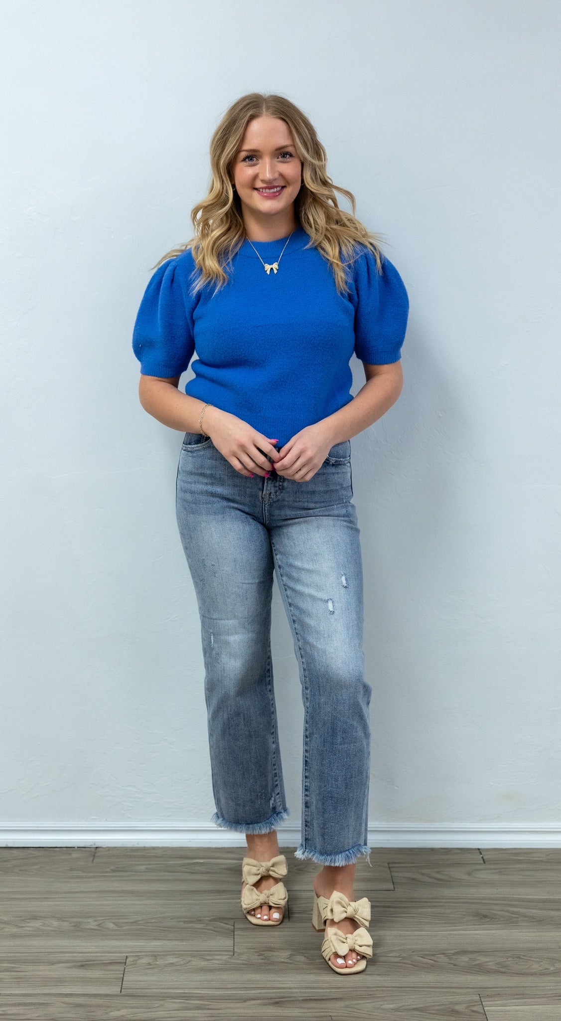 Simply Sweet Round Neck Knit Top - Diva Blue